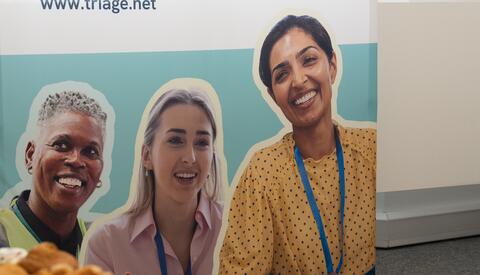 Grazing table with Connect to Work banner in background